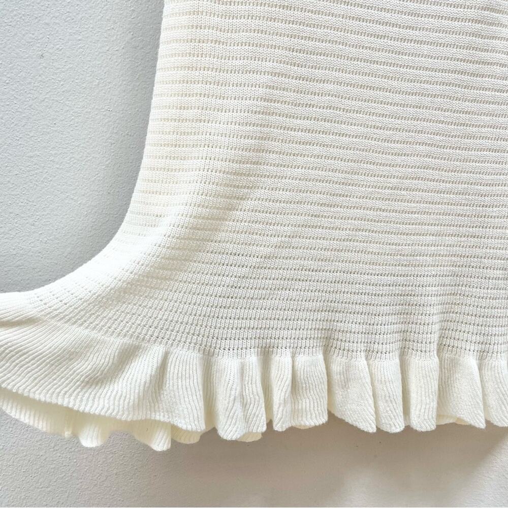 House of Harlow 1960 Knit Crochet Mini Ruffle Dress in Ivory Women's Medium $169 - Picture 10 of 13